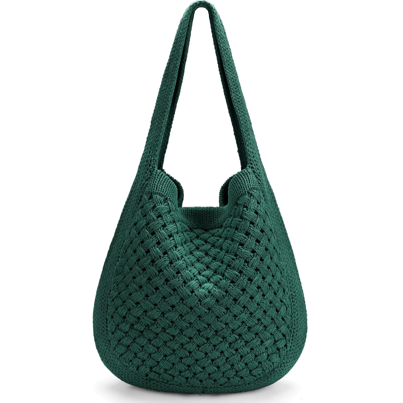 hatisan Womens Crochet Tote Bags Large Crochet Bag Tote bag Aesthetic Knit Bag Shoulder Handbags(Blackish Green)