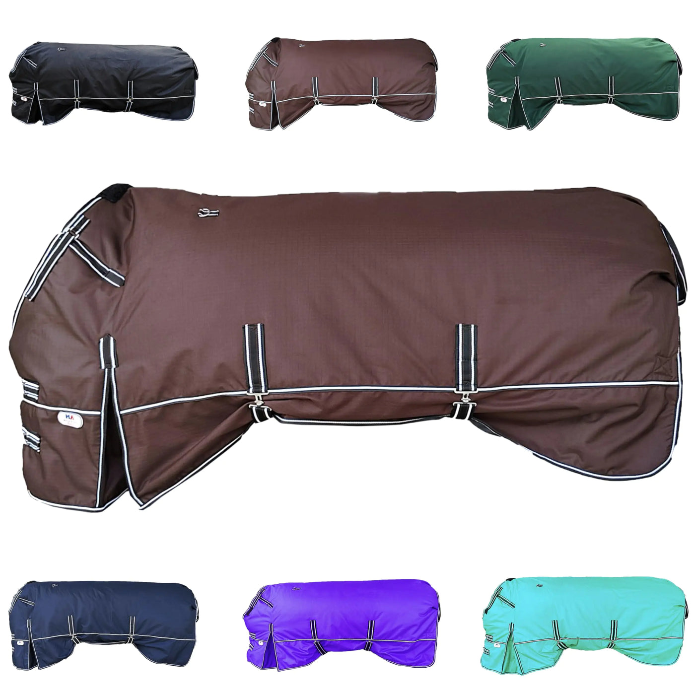 Majestic Ally 1200 D Ripstop Nylon Horse Turnout Blanket Waterproof Heavyweight Rain and Weather Resistant for Fall or Cold Winter Weather 250 GSM (Brown 72 - Inch)
