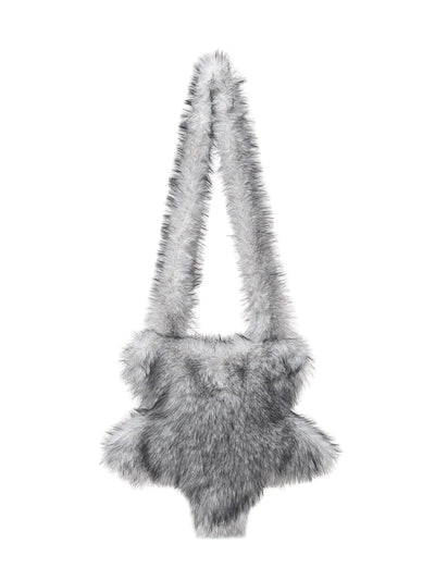 Verdusa Womens Fuzzy Crossbody Tote Bags Furry Shoulder Bags Furry Purse Handbag Grey One Size
